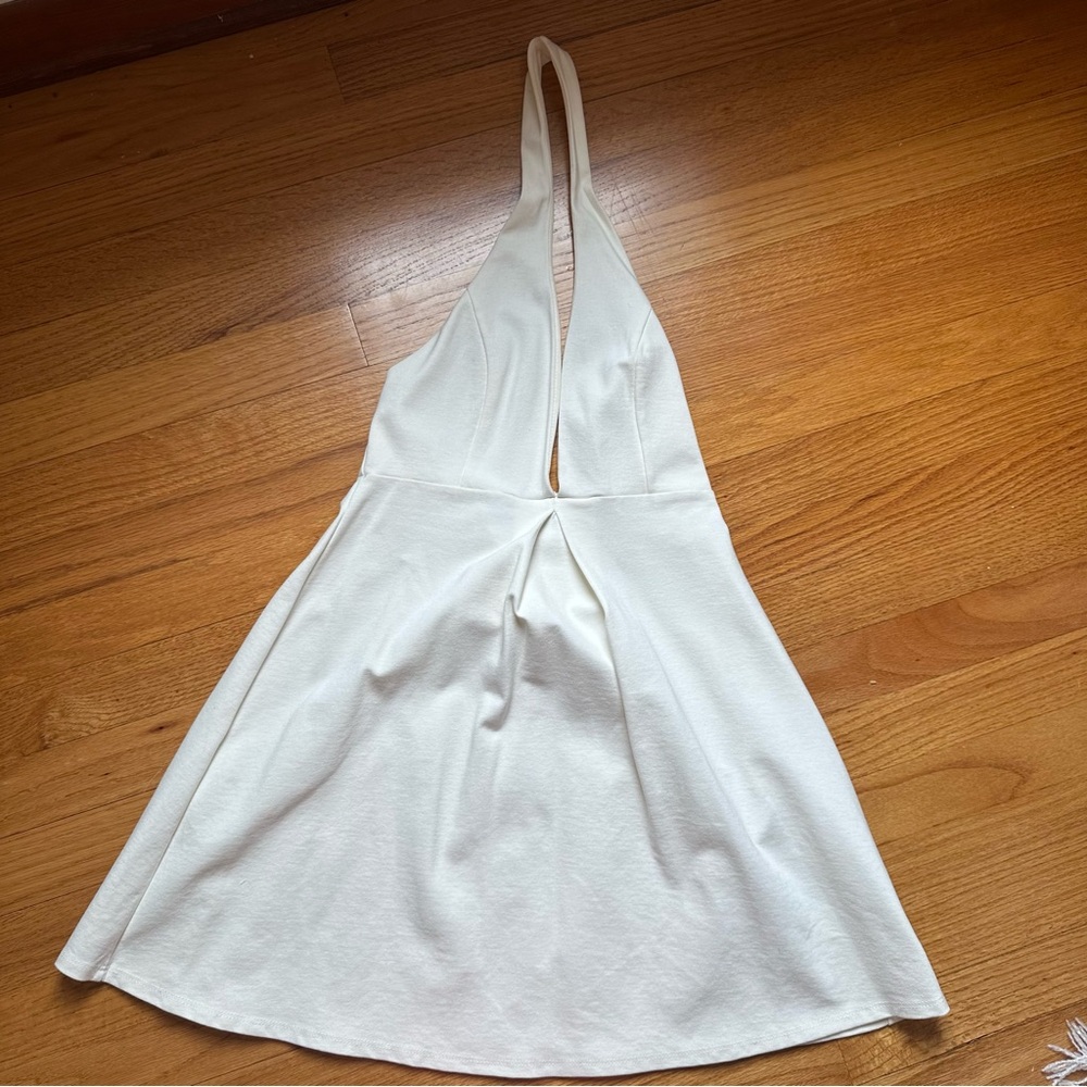 Elegant Cream Halter Dress